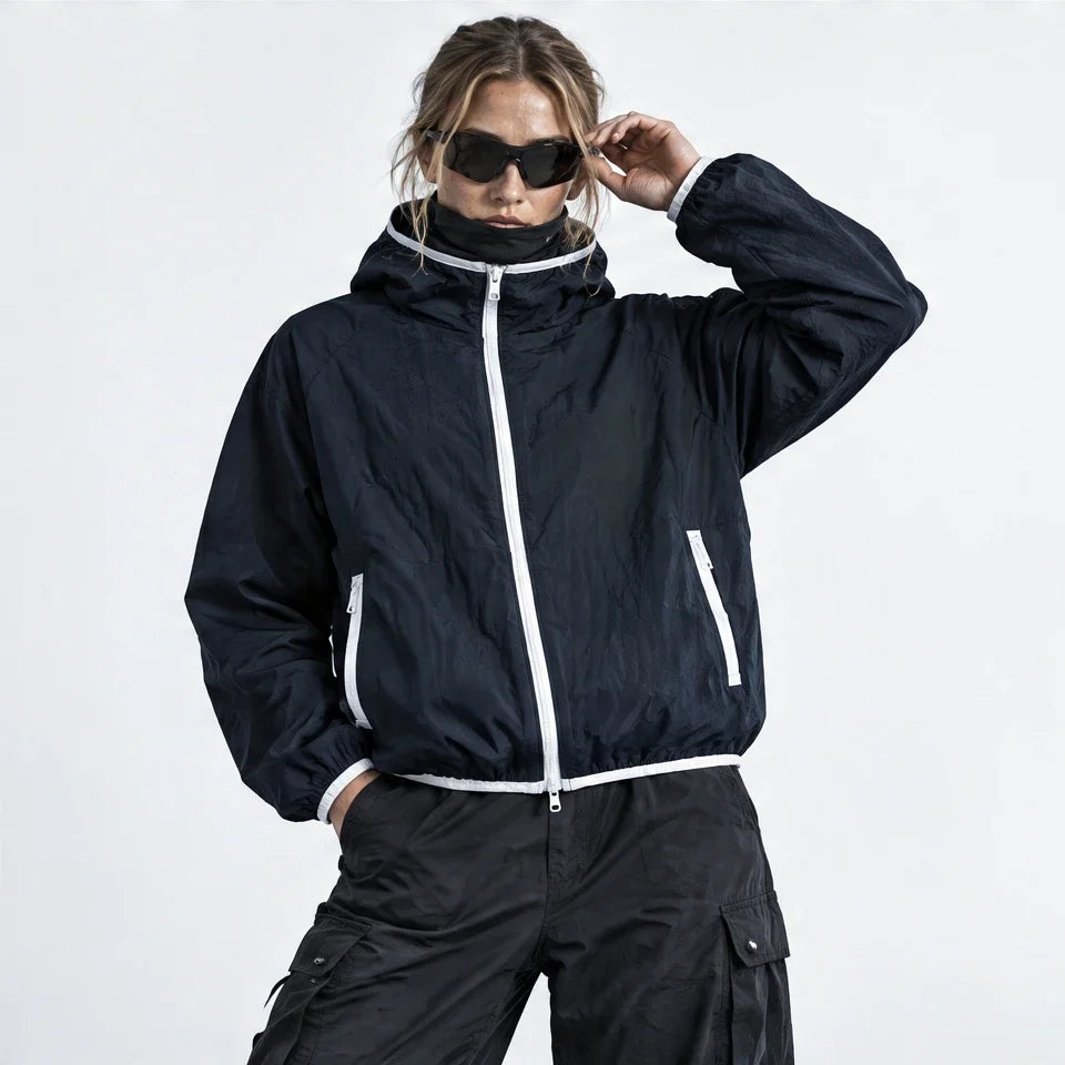 Nip - Unisex Water-Repellent & Windproof Hooded Lightweight Jacket - Navy Blue