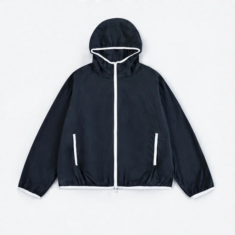 Nip - Unisex Water-Repellent & Windproof Hooded Lightweight Jacket - Navy Blue