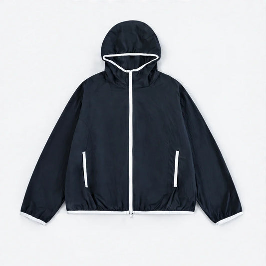 Nip - Unisex Water-Repellent & Windproof Hooded Lightweight Jacket - Navy Blue