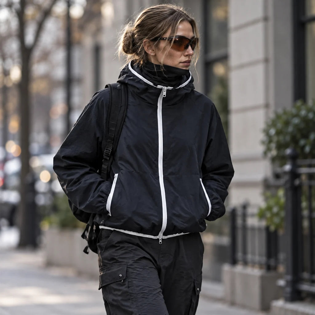 Nip - Unisex Water-Repellent & Windproof Hooded Lightweight Jacket - Navy Blue