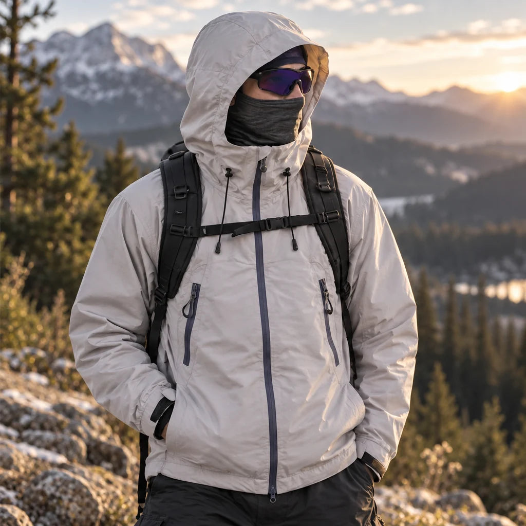 Wick - Unisex Windproof Breathable & Duck Down Waterproof Jacket - Light Grey