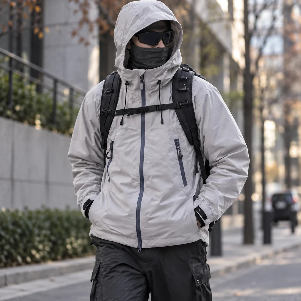 Wick - Unisex Windproof Breathable & Duck Down Waterproof Jacket - Light Grey
