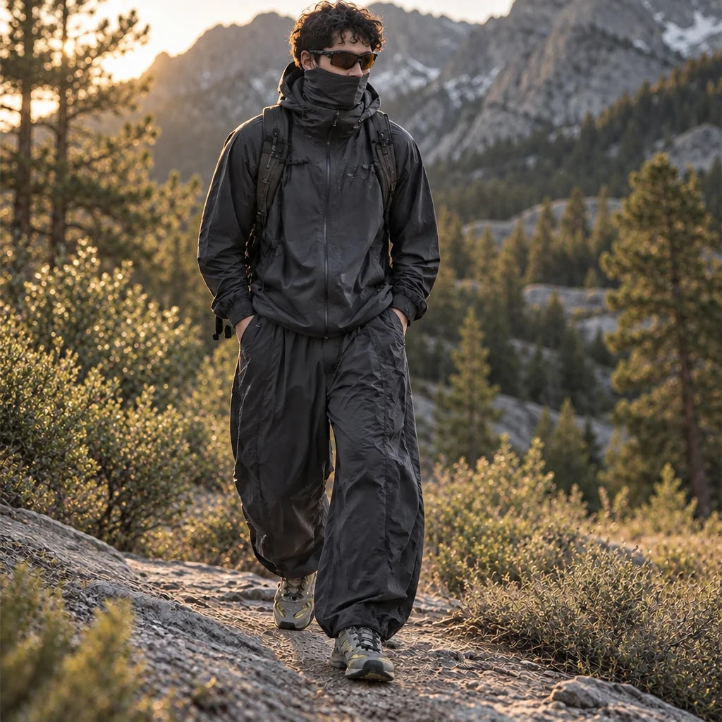 Eyre - Unisex Quick-Dry Windproof & Colour-Block Waterproof Trousers - Dark Grey