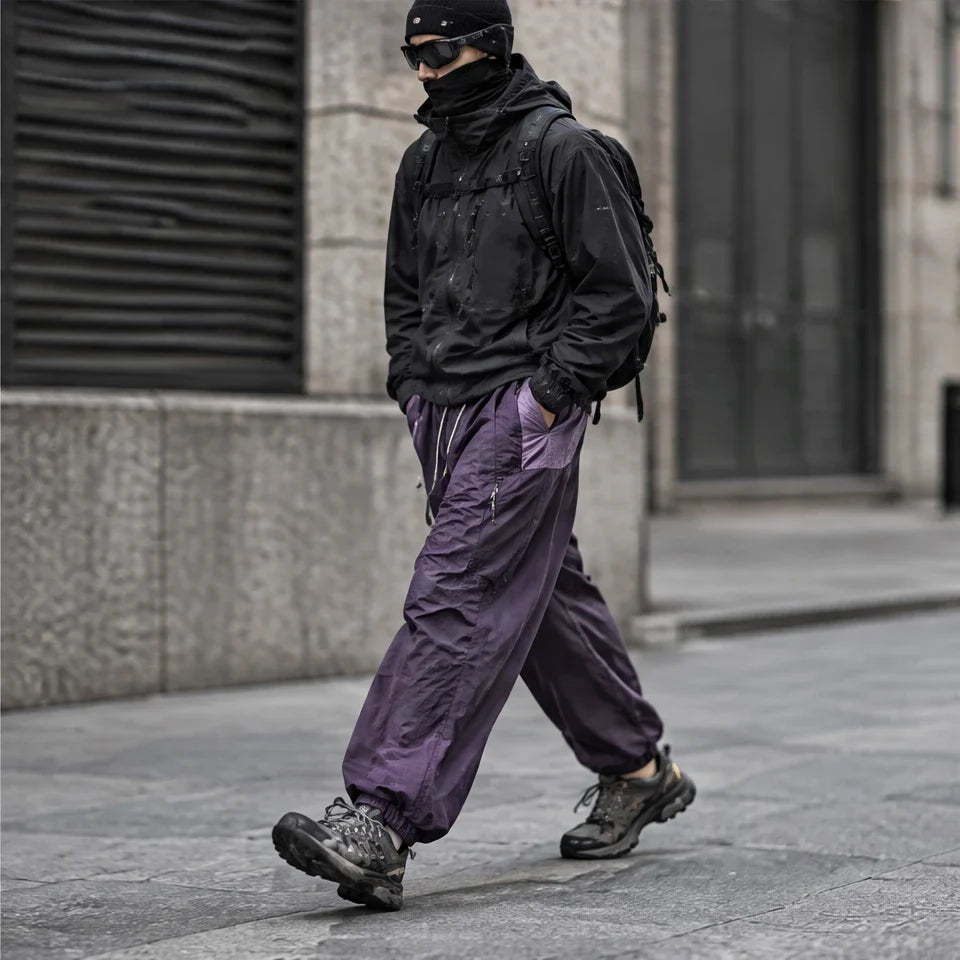 Eyre - Unisex Quick-Dry Windproof & Colour-Block Waterproof Trousers - Deep Purple