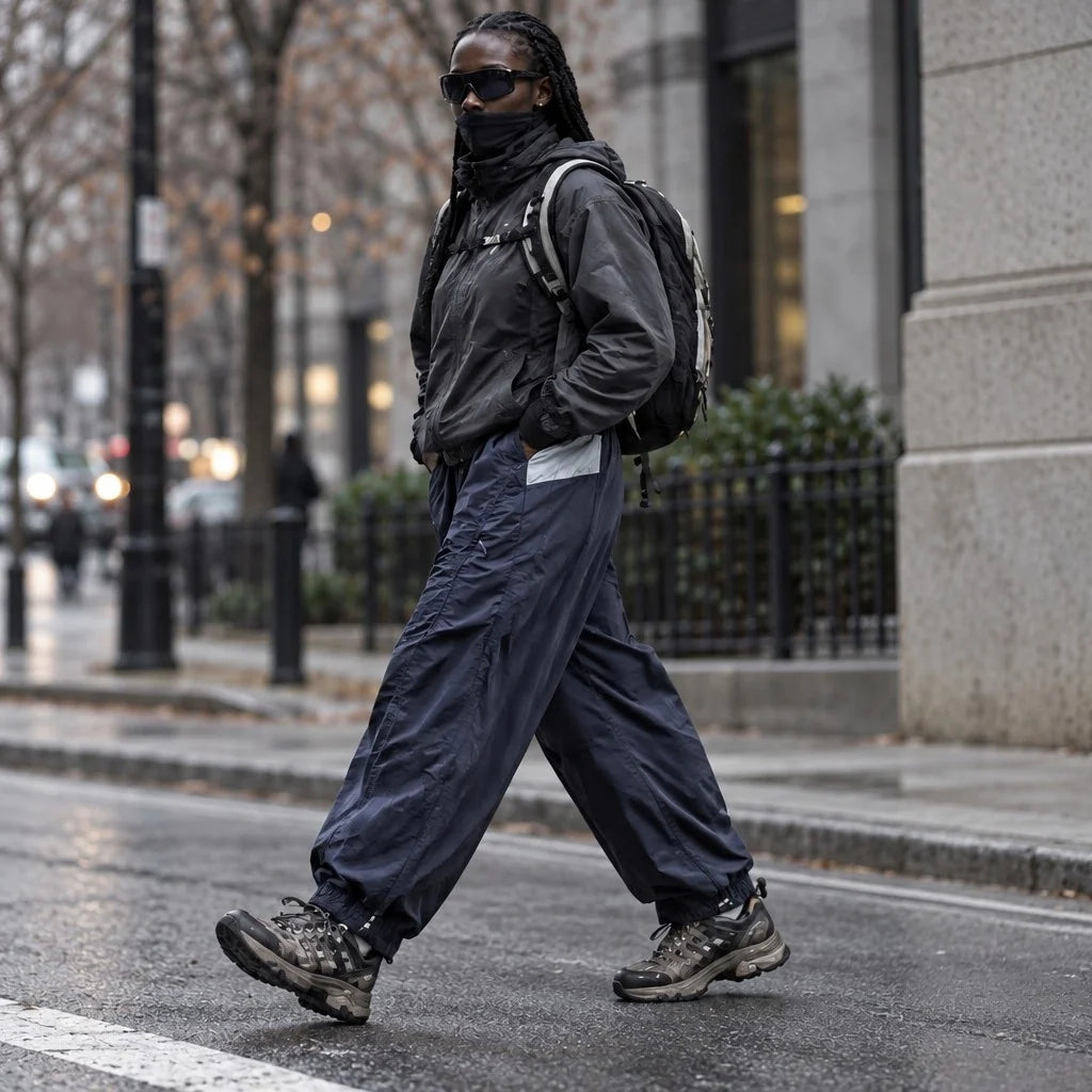 Eyre - Unisex Quick-Dry Windproof & Colour-Block Waterproof Trousers - Navy Blue