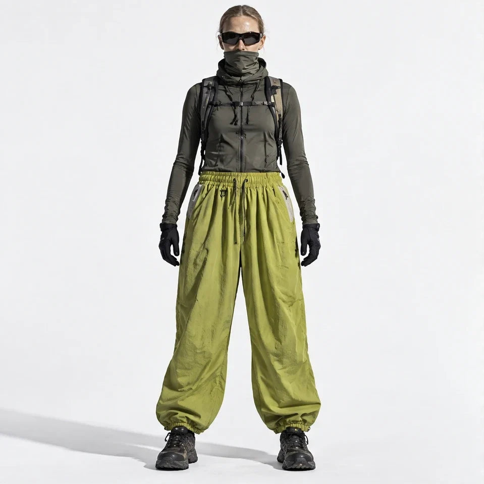 Eyre - Unisex Quick-Dry Windproof & Colour-Block Waterproof Trousers - Yellow Green