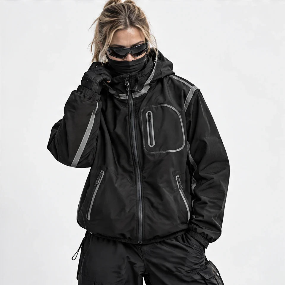 Nirl - Unisex Water-Repellent & Windproof Reflective Lightweight Jacket - Black