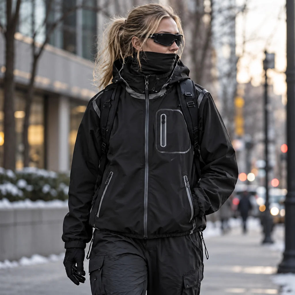 Nirl - Unisex Water-Repellent & Windproof Reflective Lightweight Jacket - Black