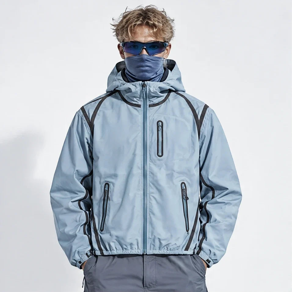 Nirl - Unisex Water-Repellent & Windproof Reflective Lightweight Jacket - Light Blue
