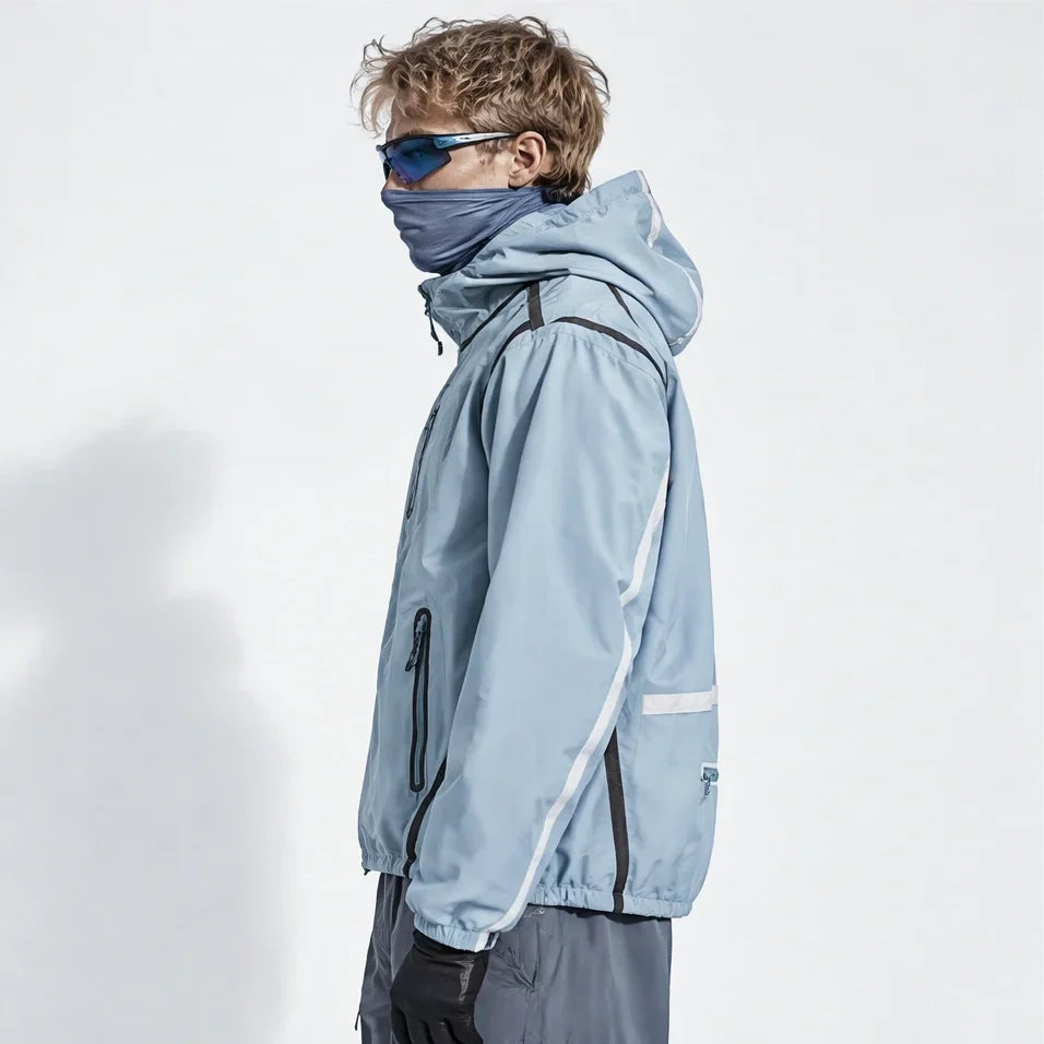 Nirl - Unisex Water-Repellent & Windproof Reflective Lightweight Jacket - Light Blue
