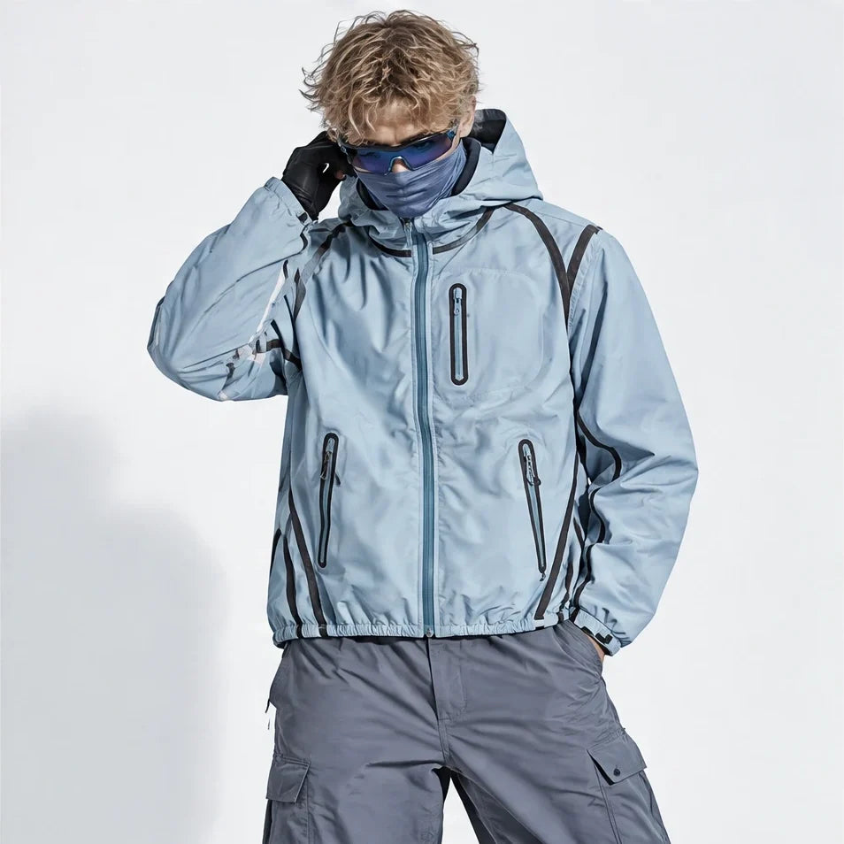 Nirl - Unisex Water-Repellent & Windproof Reflective Lightweight Jacket - Light Blue