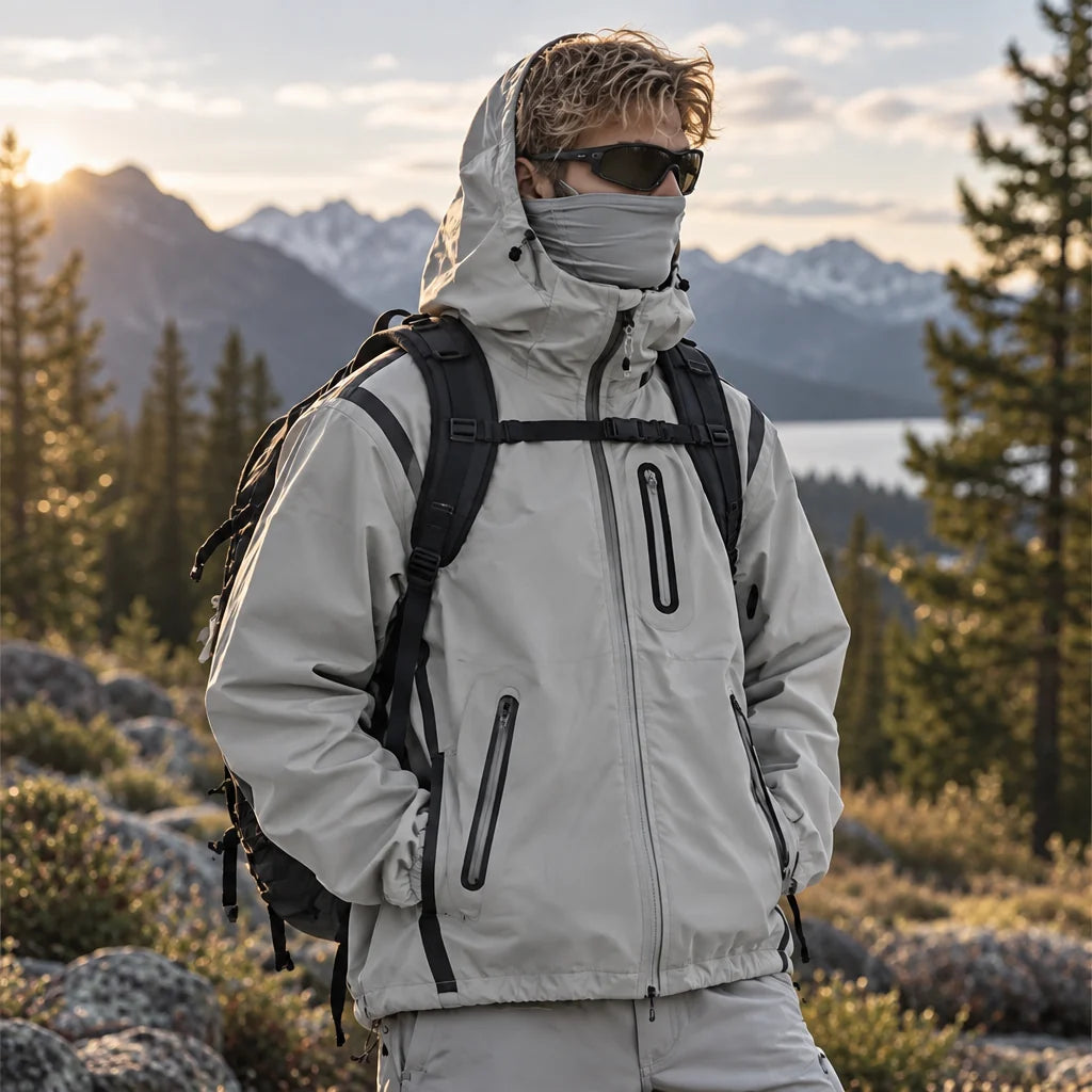Nirl - Unisex Water-Repellent & Windproof Reflective Lightweight Jacket - White