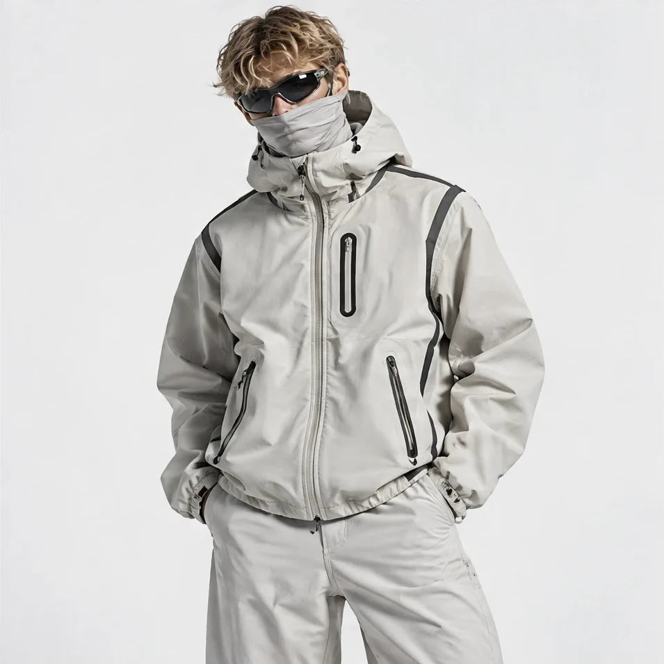 Nirl - Unisex Water-Repellent & Windproof Reflective Lightweight Jacket - White