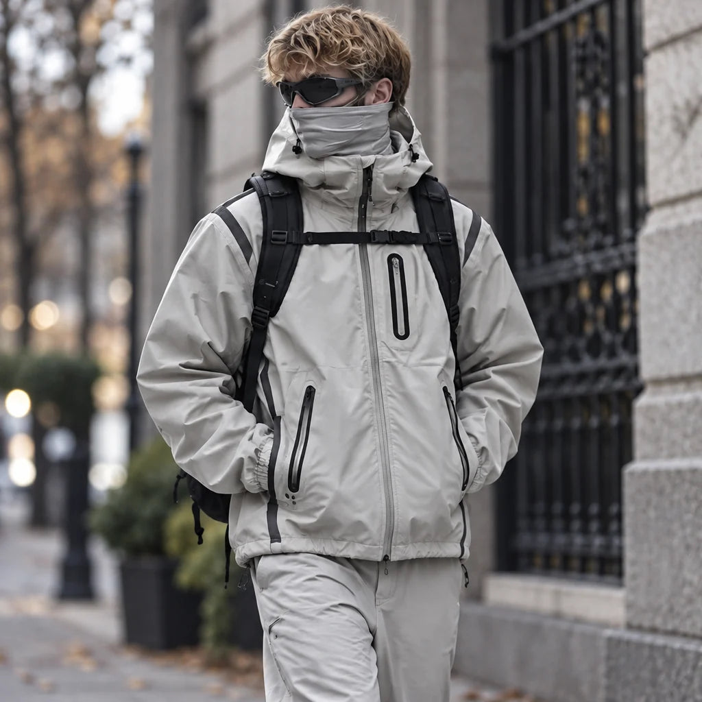 Nirl - Unisex Water-Repellent & Windproof Reflective Lightweight Jacket - White