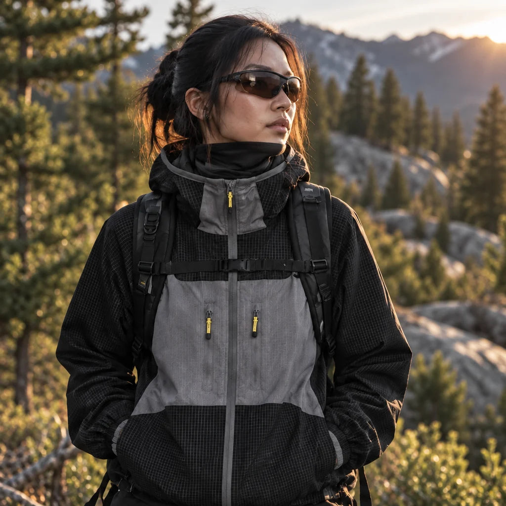 Birl - Unisex Water-Repellent & Windproof Colour-Block Lightweight Jacket - Black