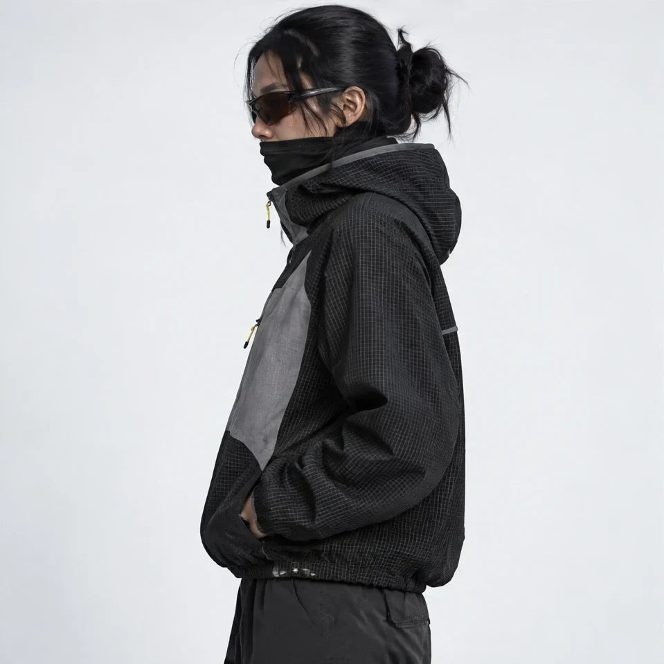 Birl - Unisex Water-Repellent & Windproof Colour-Block Lightweight Jacket - Black