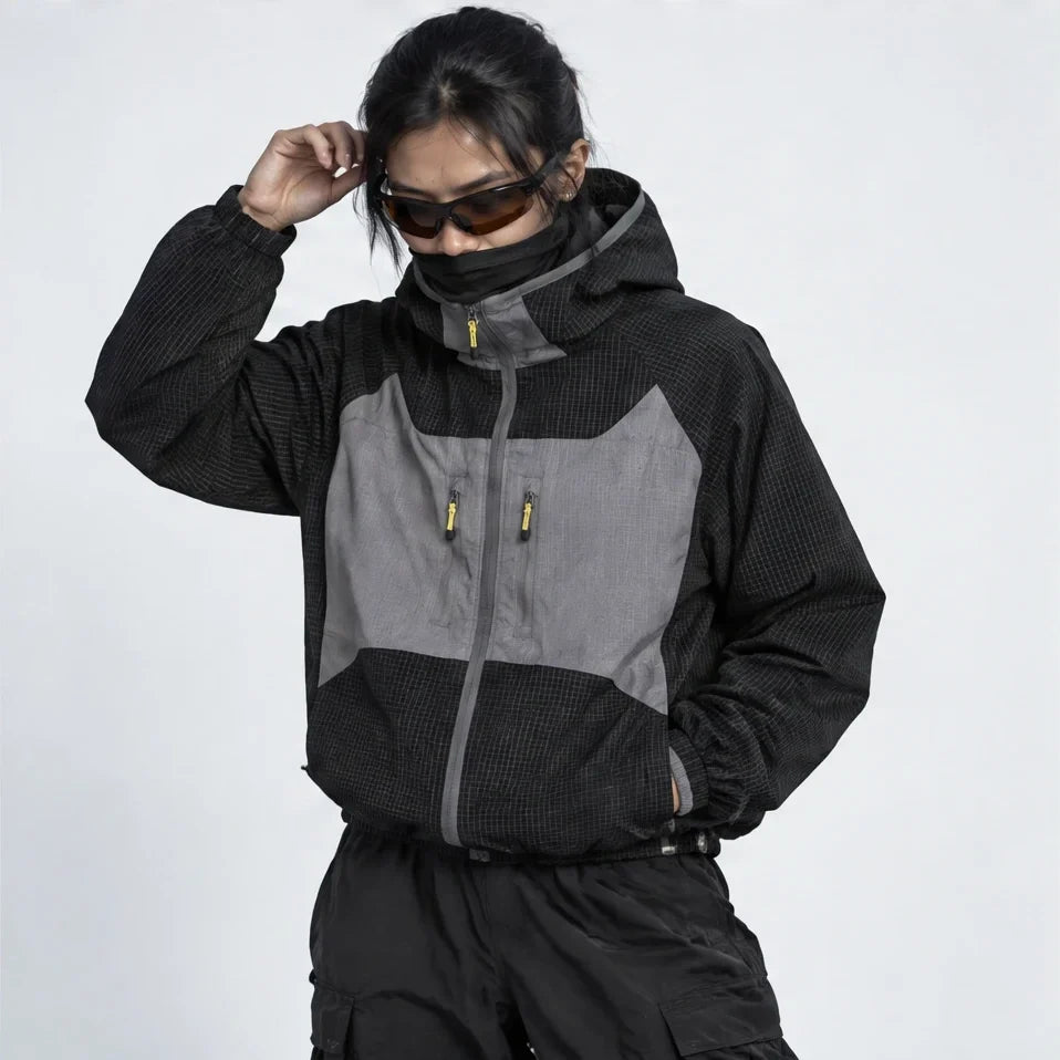 Birl - Unisex Water-Repellent & Windproof Colour-Block Lightweight Jacket - Black
