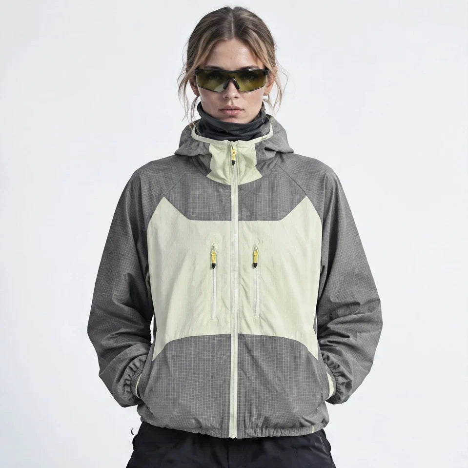 Birl - Unisex Water-Repellent & Windproof Colour-Block Lightweight Jacket - Grey