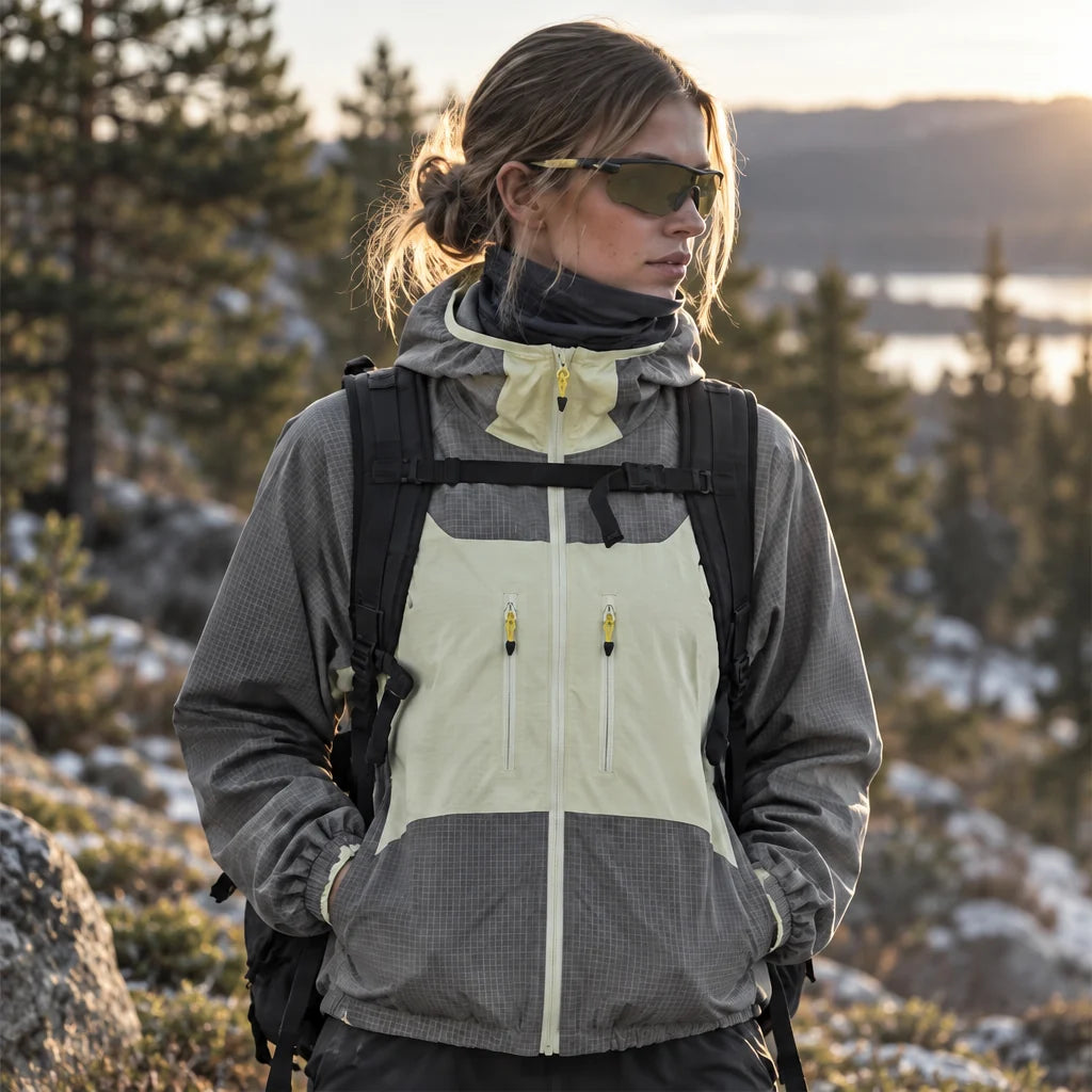 Birl - Unisex Water-Repellent & Windproof Colour-Block Lightweight Jacket - Grey