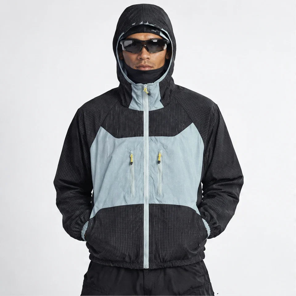 Birl - Unisex Water-Repellent & Windproof Colour-Block Lightweight Jacket - Navy Blue