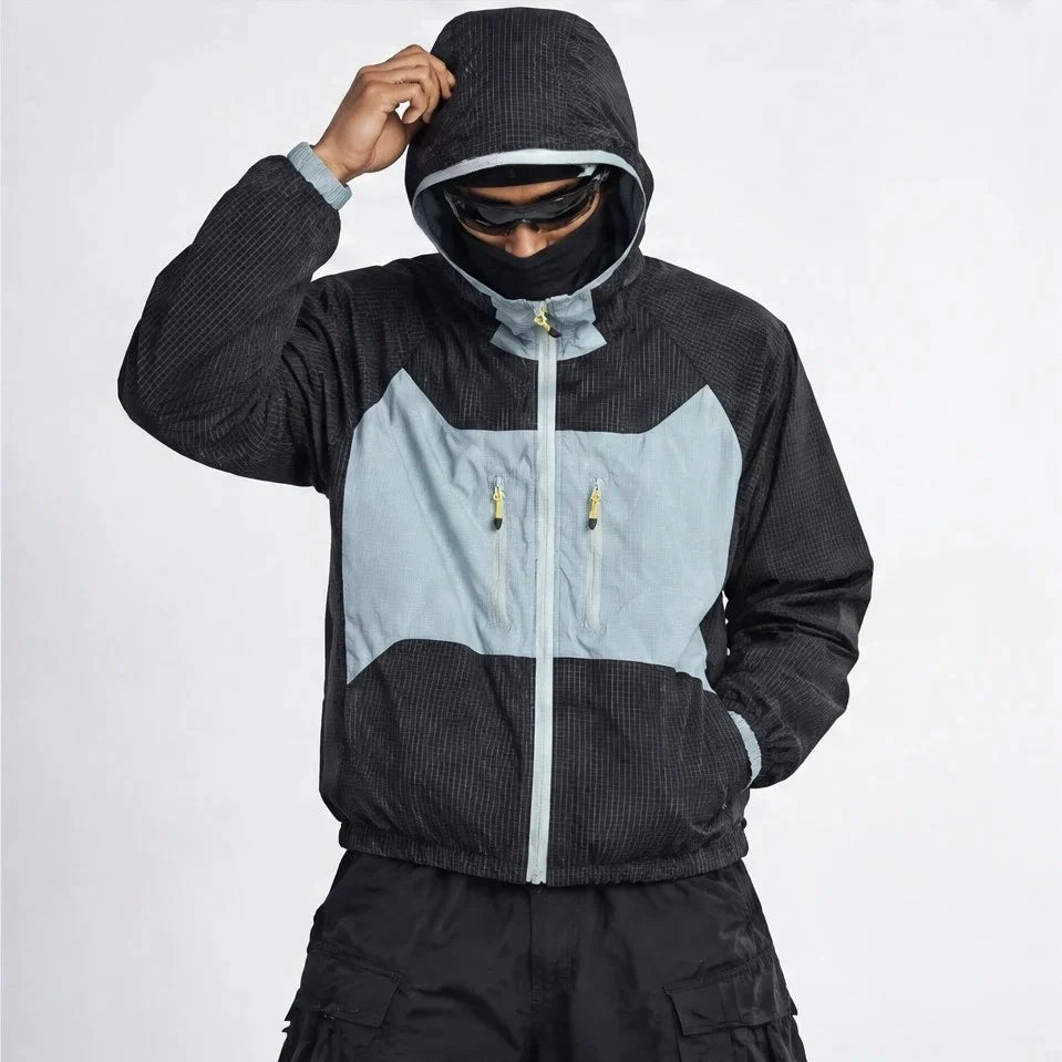 Birl - Unisex Water-Repellent & Windproof Colour-Block Lightweight Jacket - Navy Blue