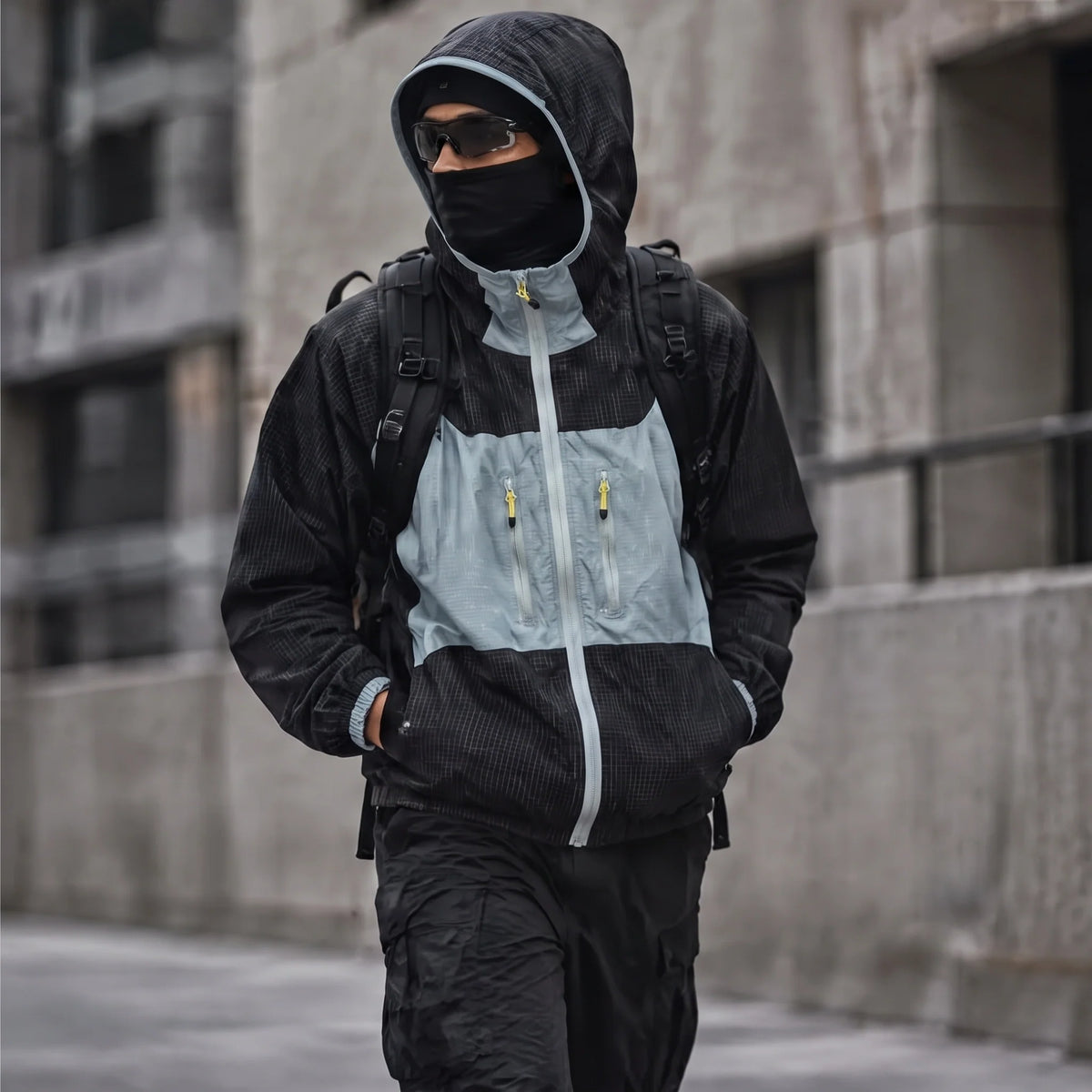 Birl - Unisex Water-Repellent & Windproof Colour-Block Lightweight Jacket - Navy Blue