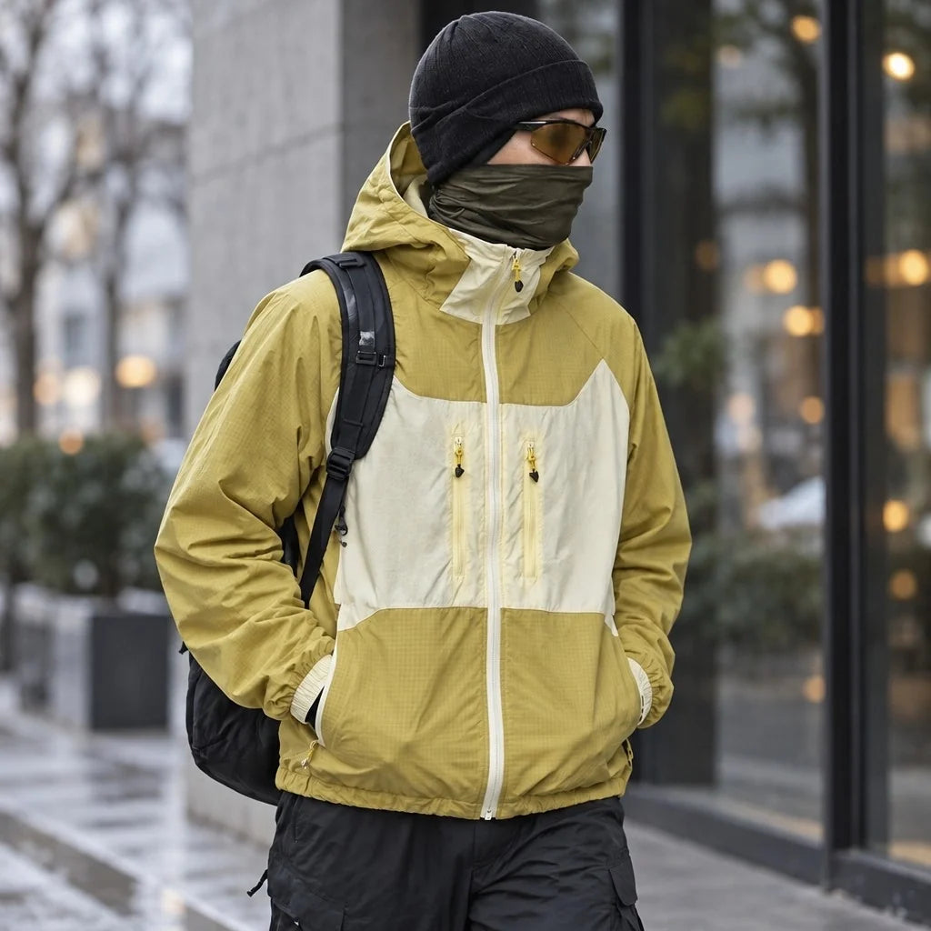 Birl - Unisex Water-Repellent & Windproof Colour-Block Lightweight Jacket - Yellow