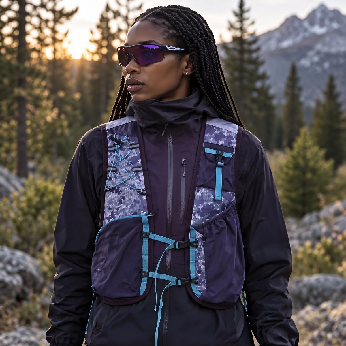 Croft - Unisex Lightweight Quick-Dry & Multi-Pocket Reflective Running Vest - Purple