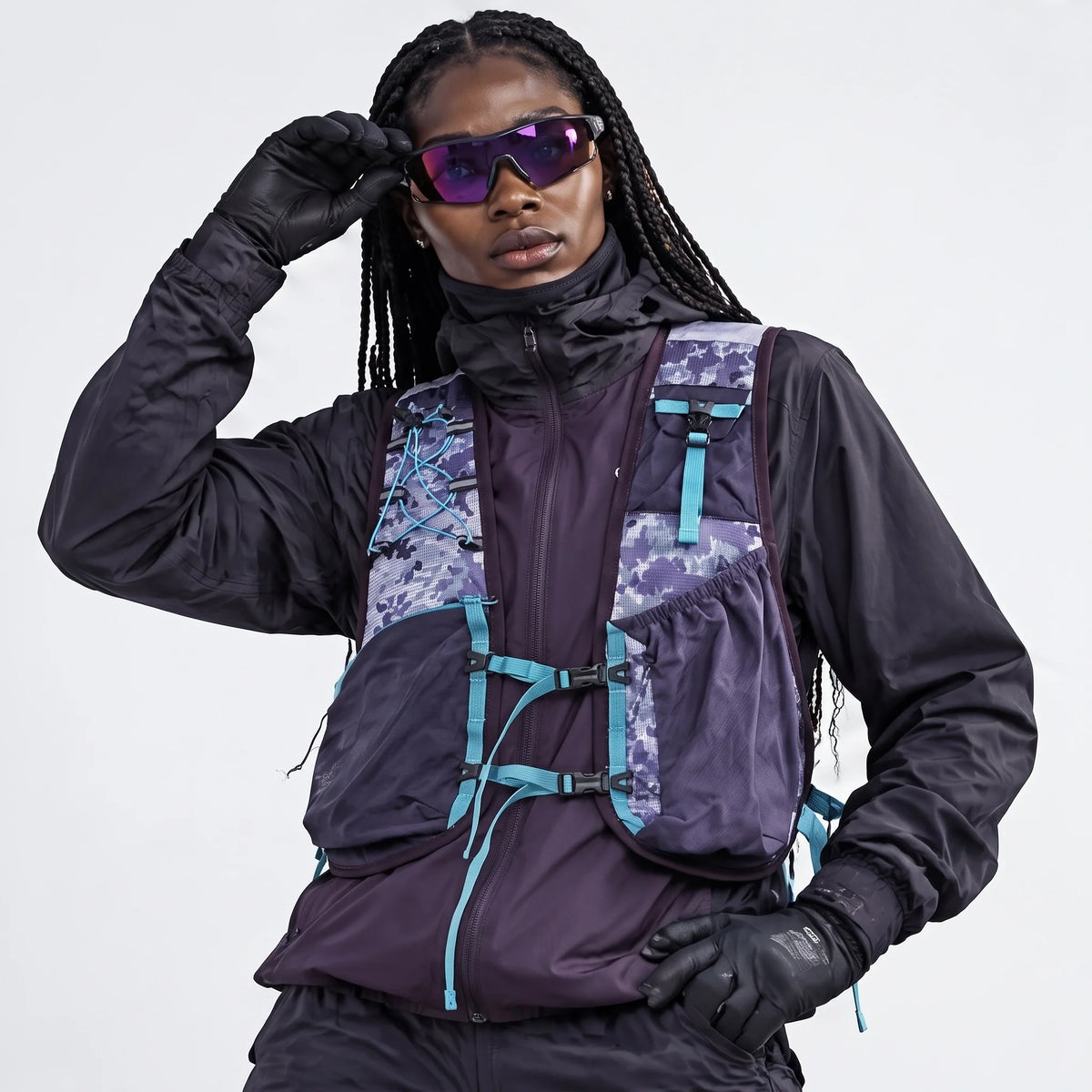 Croft - Unisex Lightweight Quick-Dry & Multi-Pocket Reflective Running Vest - Purple