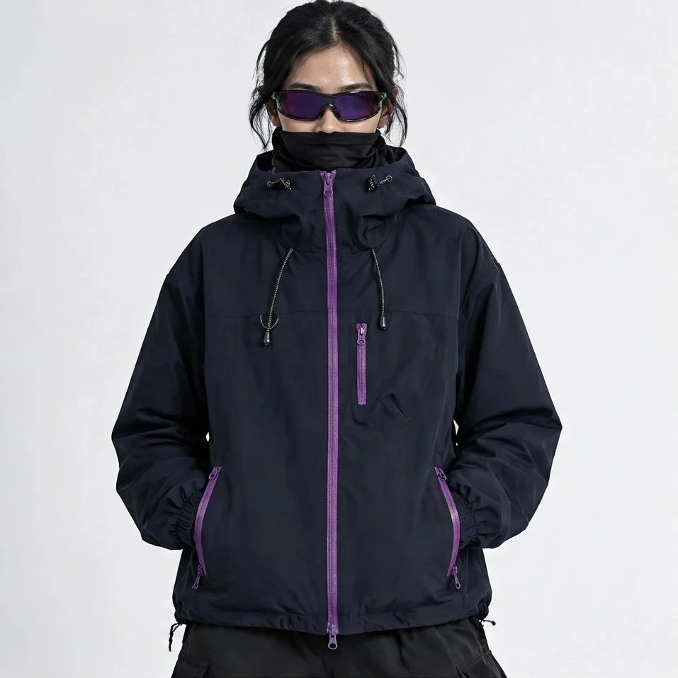 Snaw - Unisex Water-Repellent & Windproof Relaxed Fit Lightweight Jacket - Black