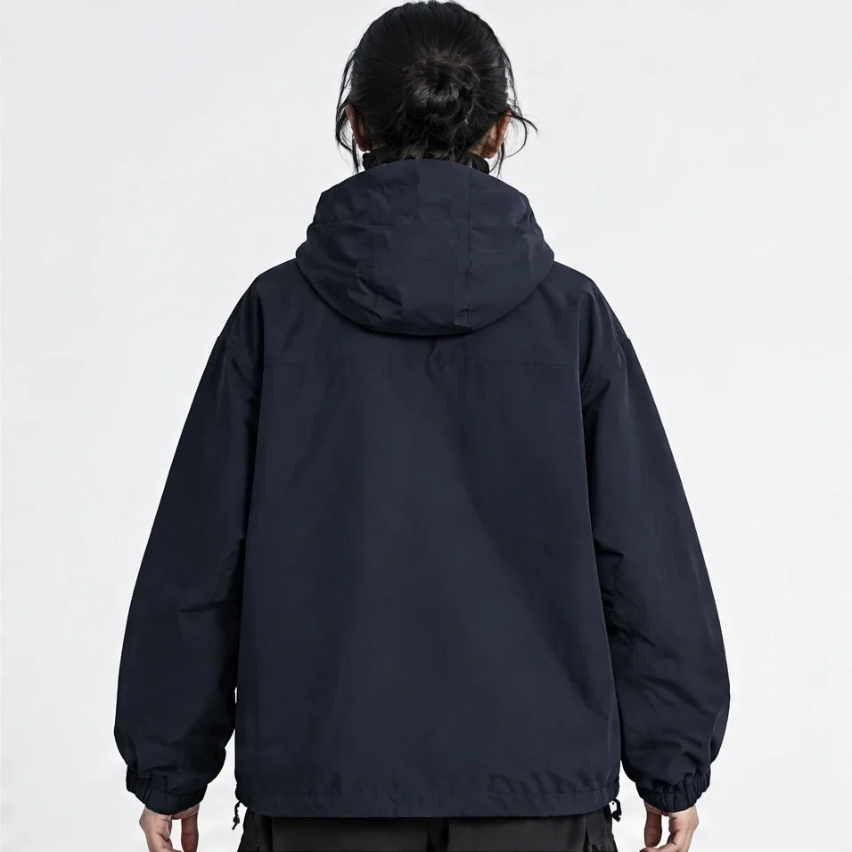 Snaw - Unisex Water-Repellent & Windproof Relaxed Fit Lightweight Jacket - Black