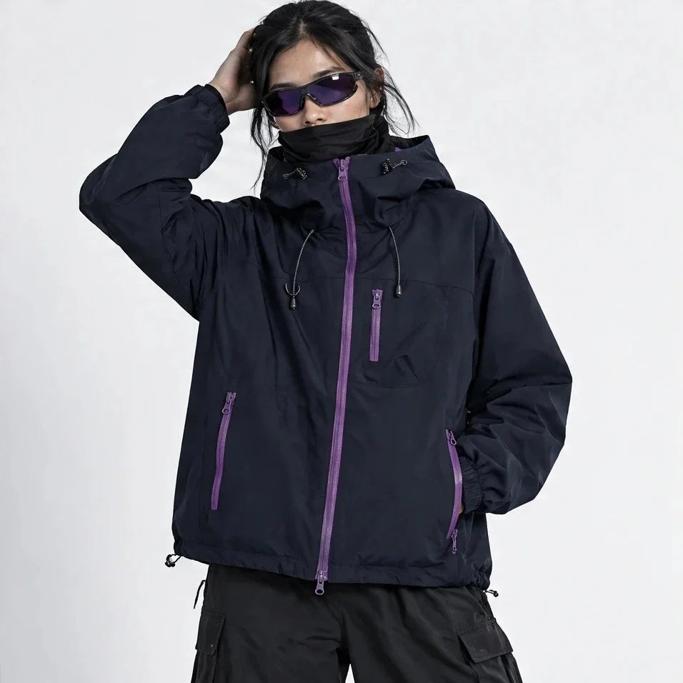 Snaw - Unisex Water-Repellent & Windproof Relaxed Fit Lightweight Jacket - Black