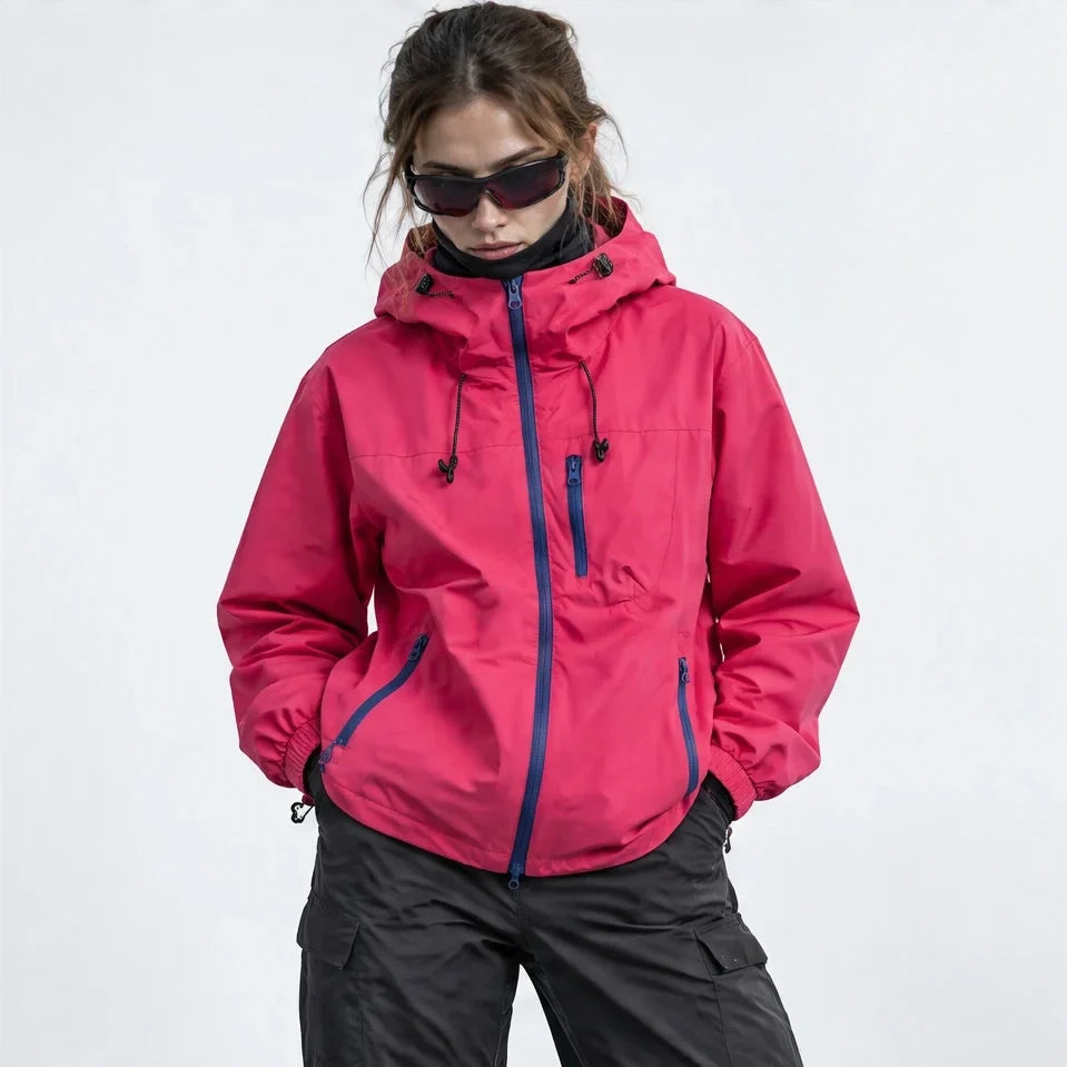 Snaw - Unisex Water-Repellent & Windproof Relaxed Fit Lightweight Jacket - Crimson