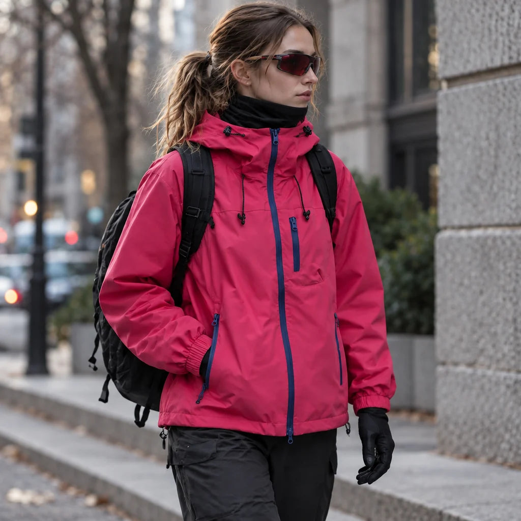 Snaw - Unisex Water-Repellent & Windproof Relaxed Fit Lightweight Jacket - Crimson