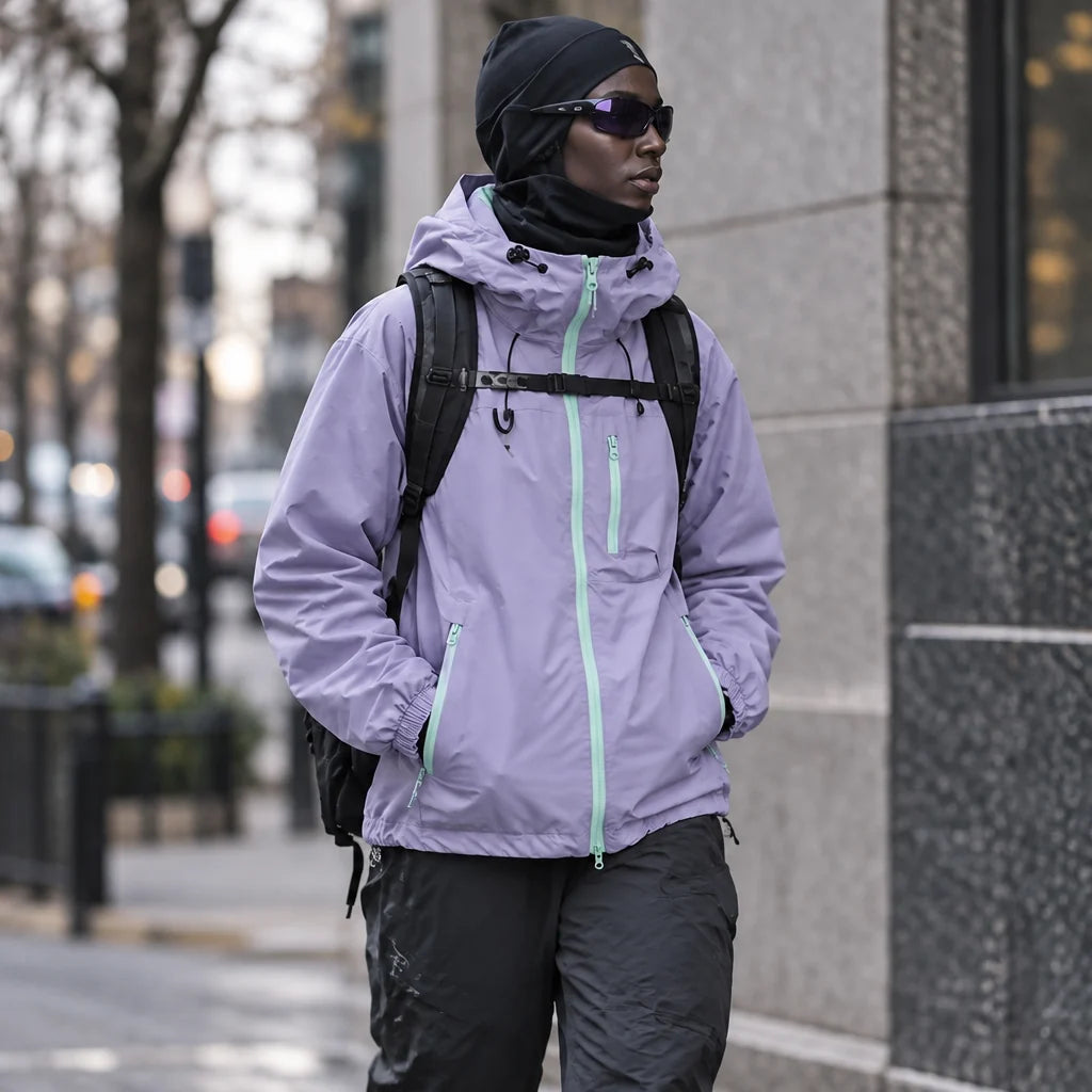 Snaw - Unisex Water-Repellent & Windproof Relaxed Fit Lightweight Jacket - Light purple
