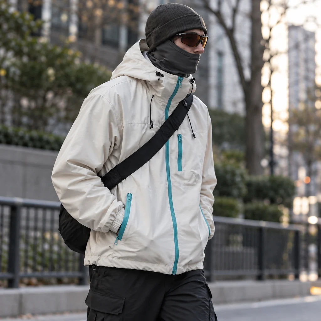 Snaw - Unisex Water-Repellent & Windproof Relaxed Fit Lightweight Jacket - Off-white