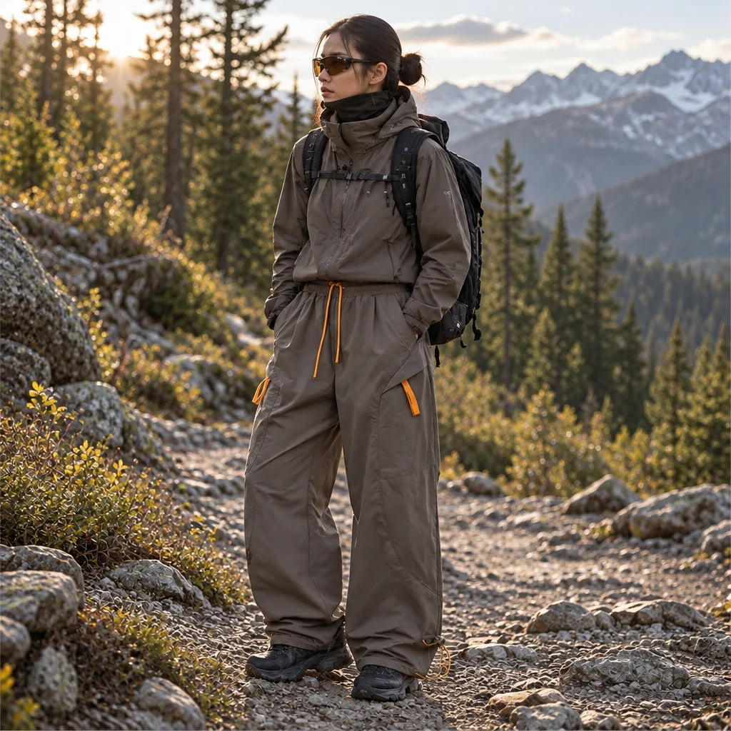 Knap - Unisex Water-Repellent & Quick-Dry Wide-Leg Hiking Trousers - Brown