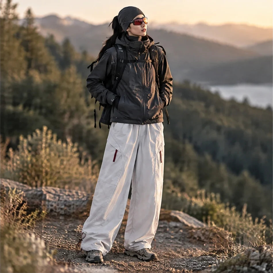 Knap - Unisex Water-Repellent & Quick-Dry Wide-Leg Hiking Trousers - Light Grey