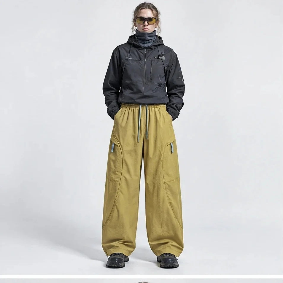 Knap - Unisex Water-Repellent & Quick-Dry Wide-Leg Hiking Trousers - Mustard Yellow