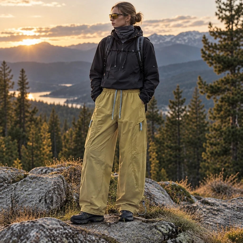 Knap - Unisex Water-Repellent & Quick-Dry Wide-Leg Hiking Trousers - Mustard Yellow