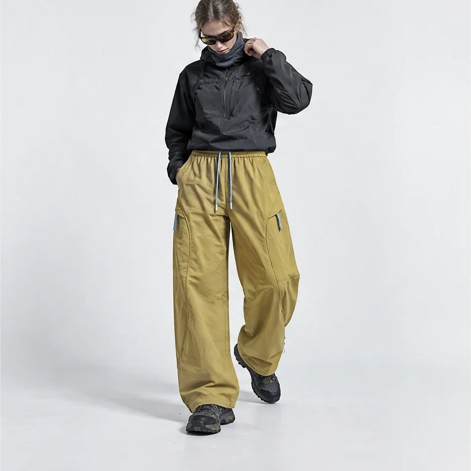 Knap - Unisex Water-Repellent & Quick-Dry Wide-Leg Hiking Trousers - Mustard Yellow