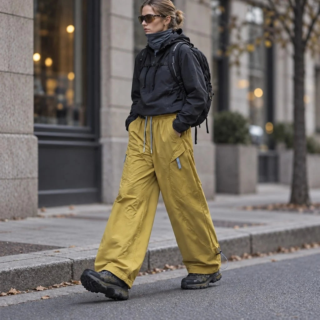 Knap - Unisex Water-Repellent & Quick-Dry Wide-Leg Hiking Trousers - Mustard Yellow