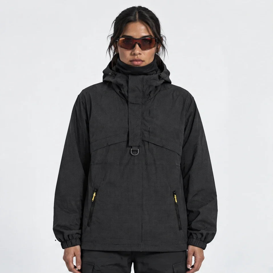 Weel - Unisex Water-Repellent & Windproof Pullover Lightweight Jacket - Black