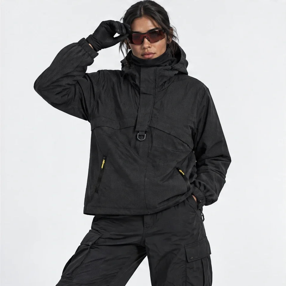 Weel - Unisex Water-Repellent & Windproof Pullover Lightweight Jacket - Black