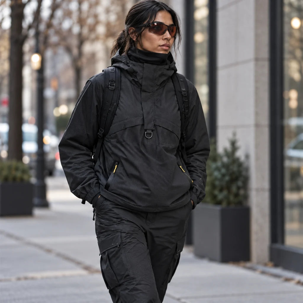 Weel - Unisex Water-Repellent & Windproof Pullover Lightweight Jacket - Black