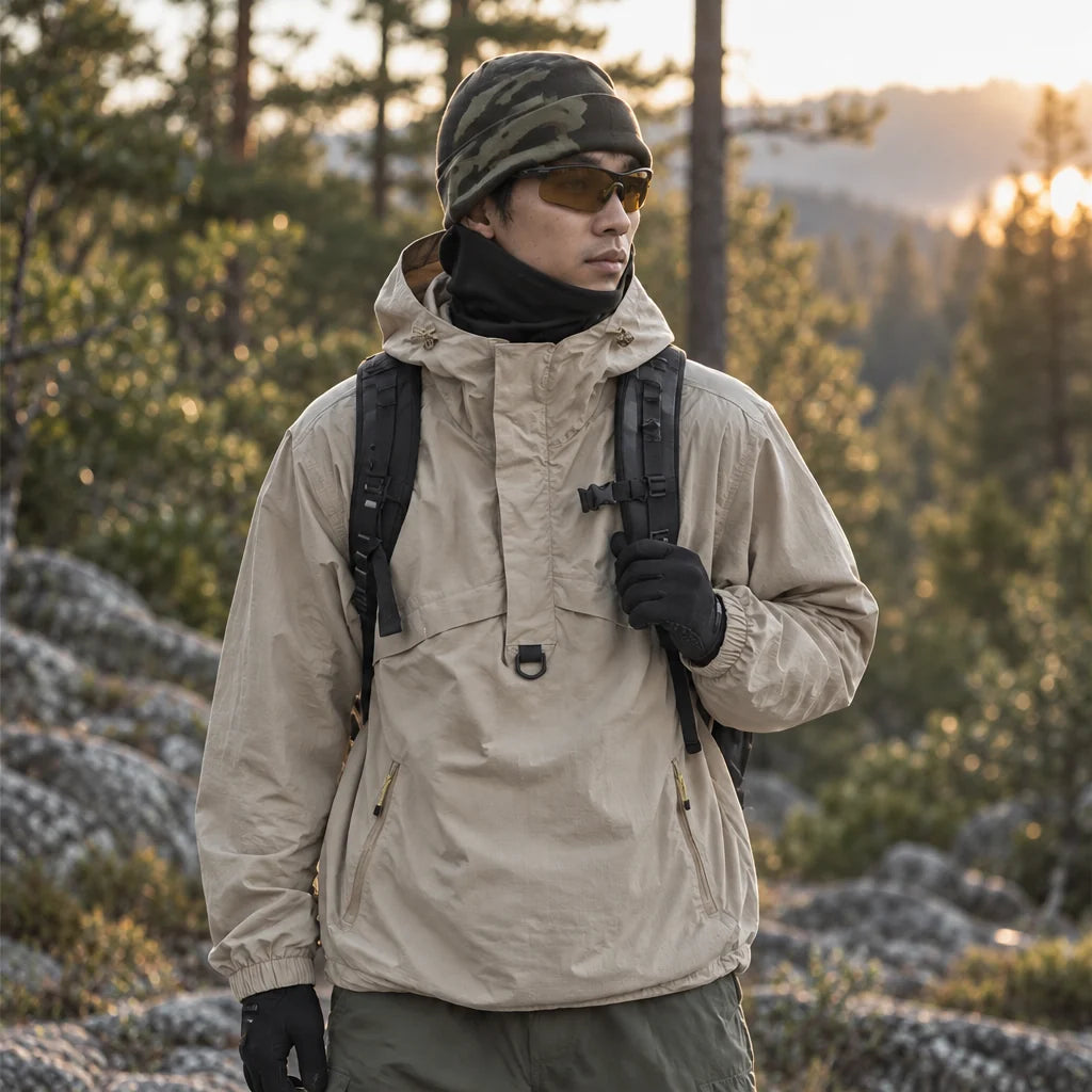 Weel - Unisex Water-Repellent & Windproof Pullover Lightweight Jacket - Khaki