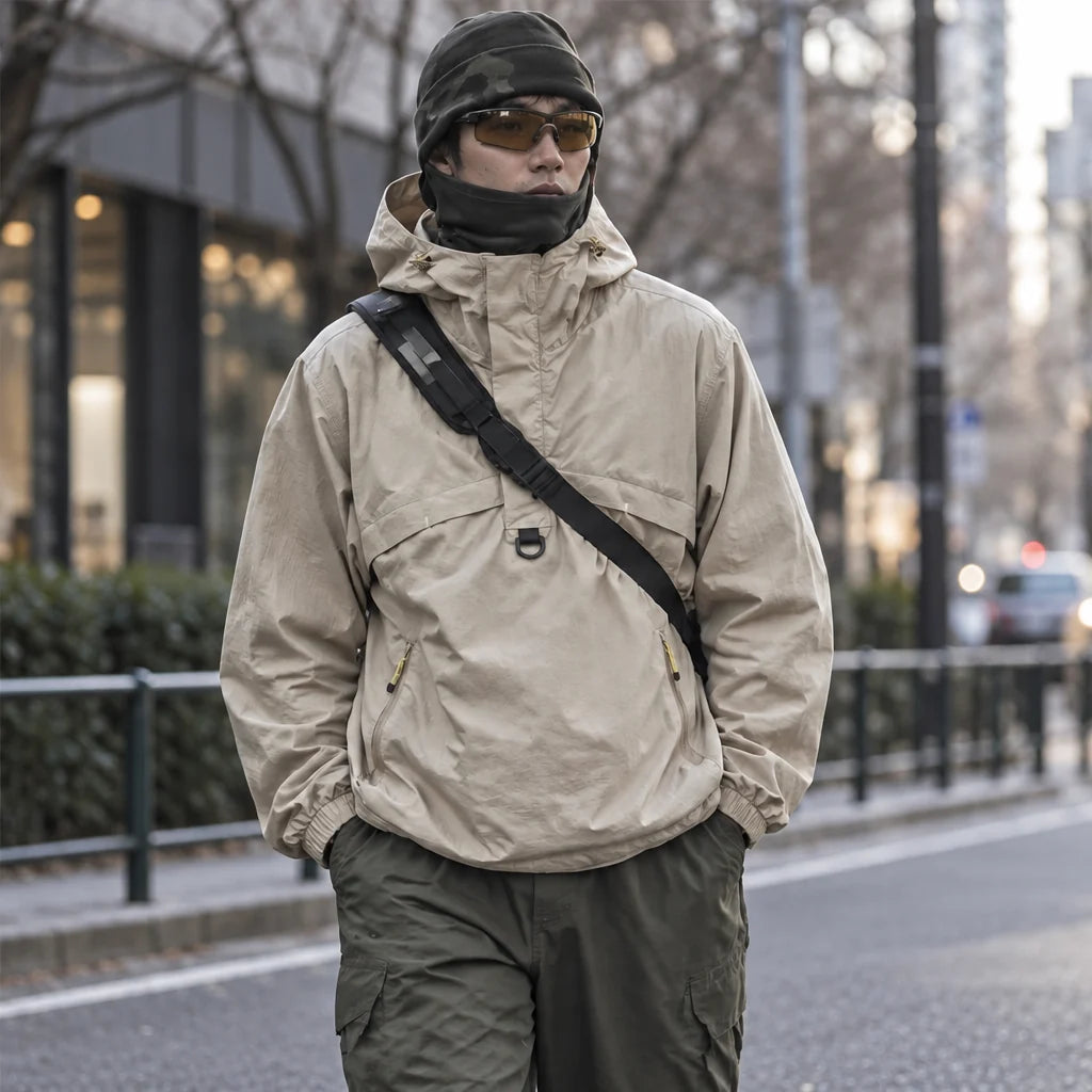 Weel - Unisex Water-Repellent & Windproof Pullover Lightweight Jacket - Khaki