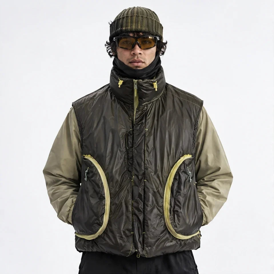 Blore - Unisex 90% White Duck Down Reversible& ColorShift Thermal Puffer Jacket - Yellow