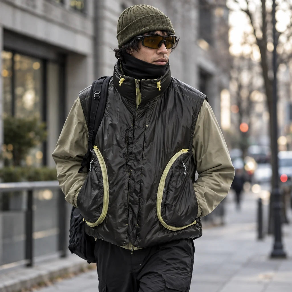 Blore - Unisex 90% White Duck Down Reversible& ColorShift Thermal Puffer Jacket - Yellow