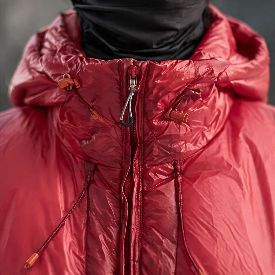 Murl - Unisex 85% White Duck Down Hooded Puffer Jacket - Crimson